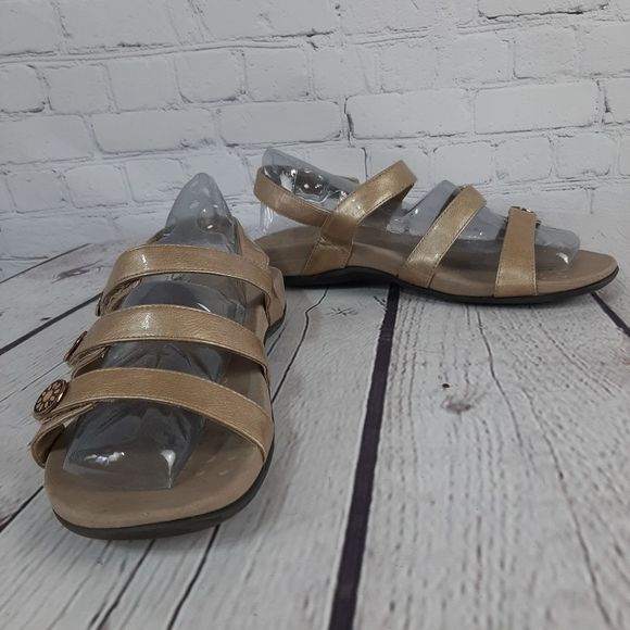 Vionic Orthoheel Sandals “Cathy”Gold Velcro Strappy Comfort Size 9 - Picture 3 of 9